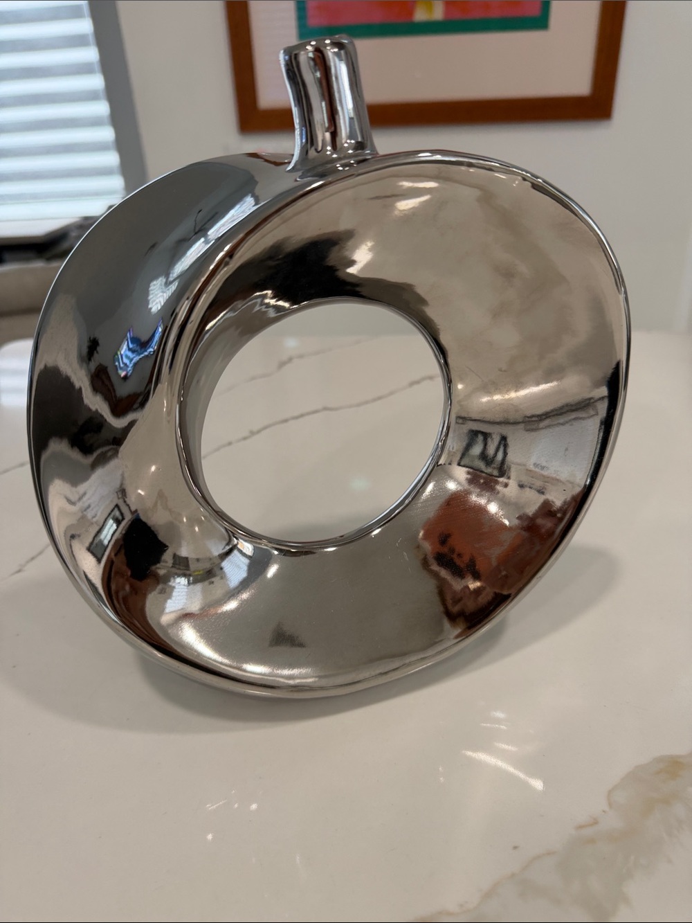 Modern Silver Decorative Sculptural Vase